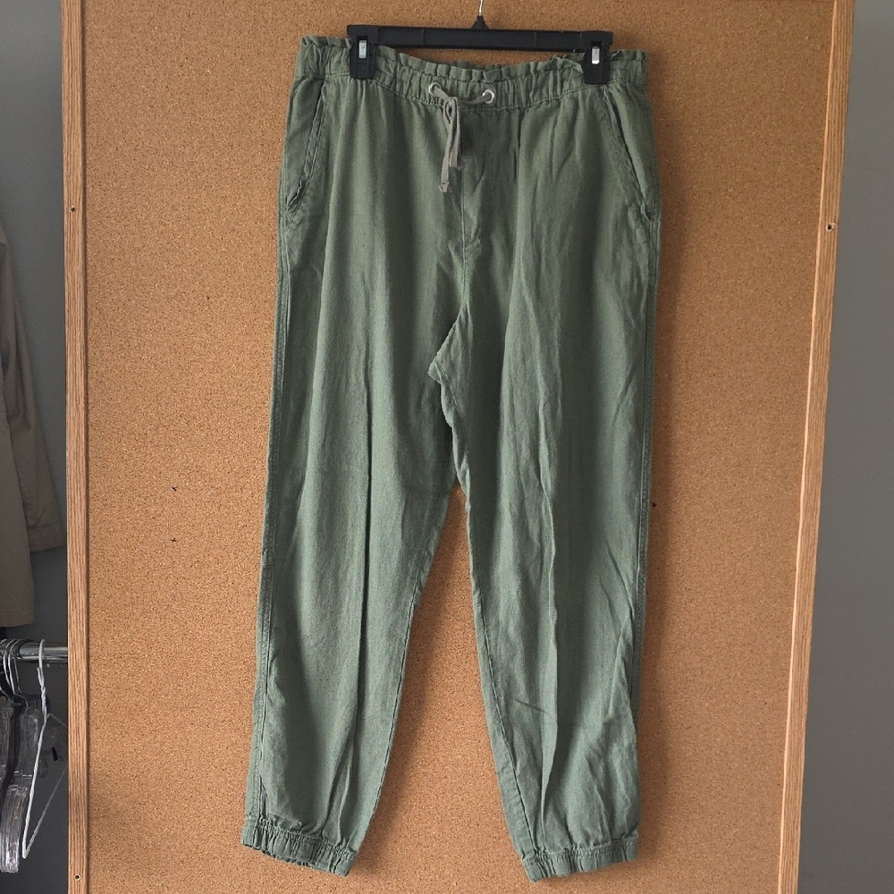 Social Standard by Sanctuary Green Jogger Pants L Lightweight Drawstring